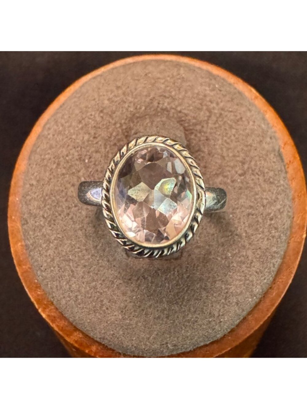 Sterling Silver 925 Light Purple Amethyst Bezel Set Statement Ring Size 7